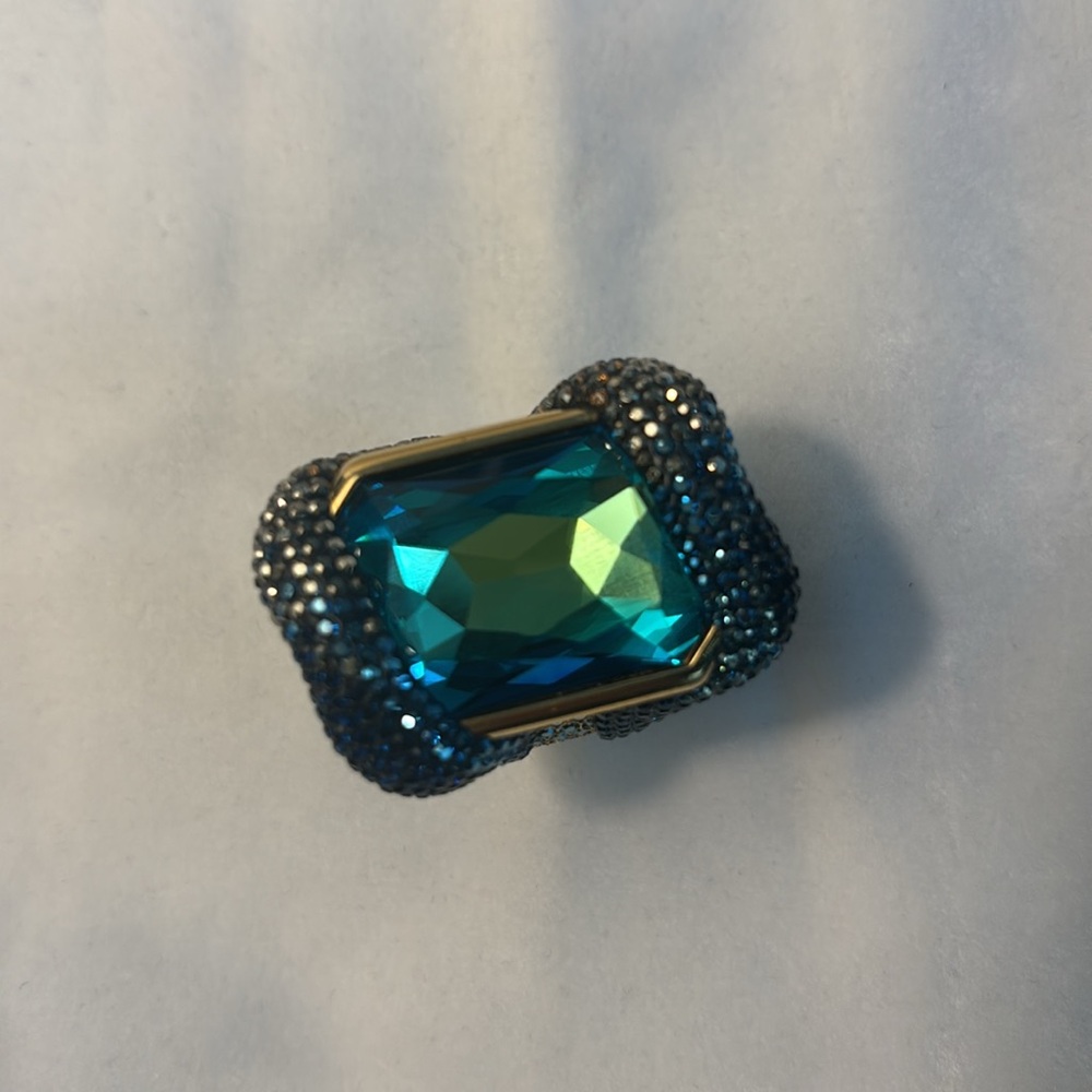 Huge Statement Ring. Blue and Gold Statement Ring 7 like NEW!! XL Cocktail Ring. - Picture 13 of 15